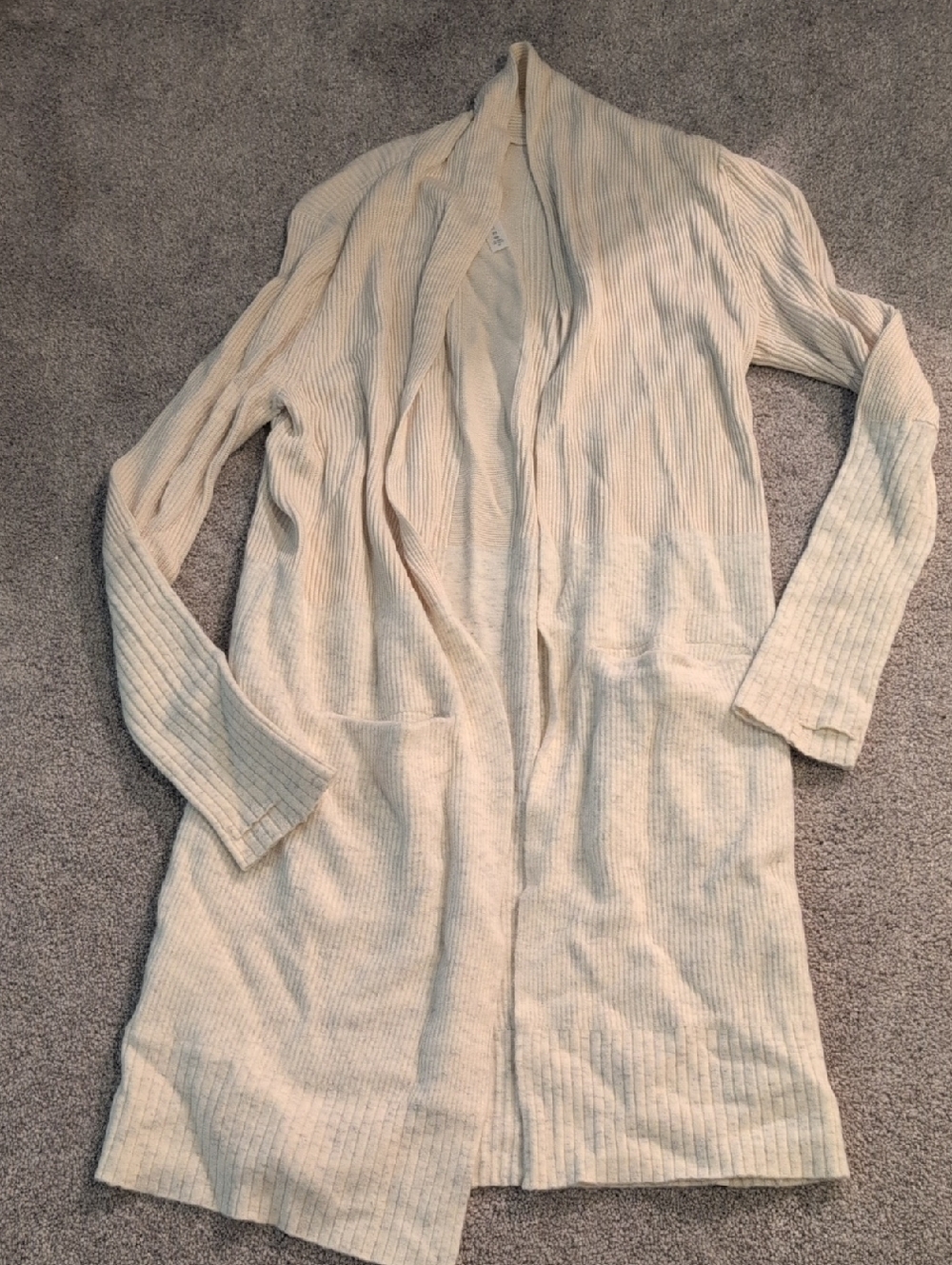 Lululemon Cream Ribbed Long Open Cardigan